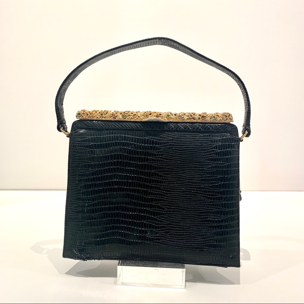 Black Vintage lizard skin handbag